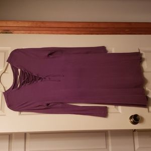 Lace up long sleeve dress
